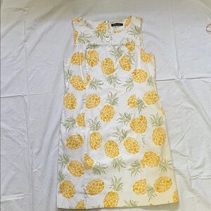 Brooks Brothers White Dress with Yellow Pineapple Print - Size 14